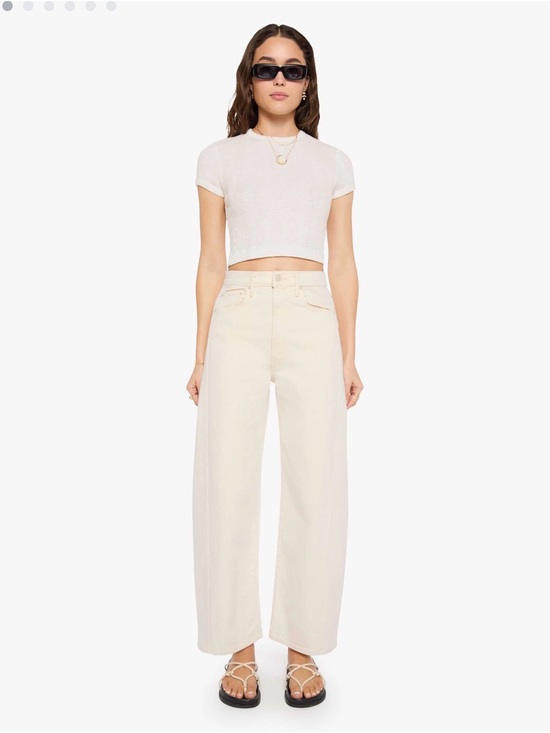 MOTHER Denim - MOTHER Wide-Leg High-Rise Jeans in Cream